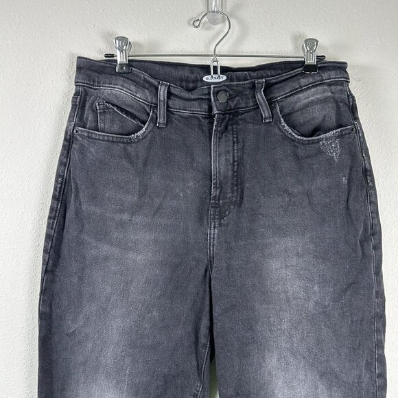 Old Navy Jeans Womens Size 10 Black High Rise Denim Raw Frayed Edge Distressed - Picture 2 of 14